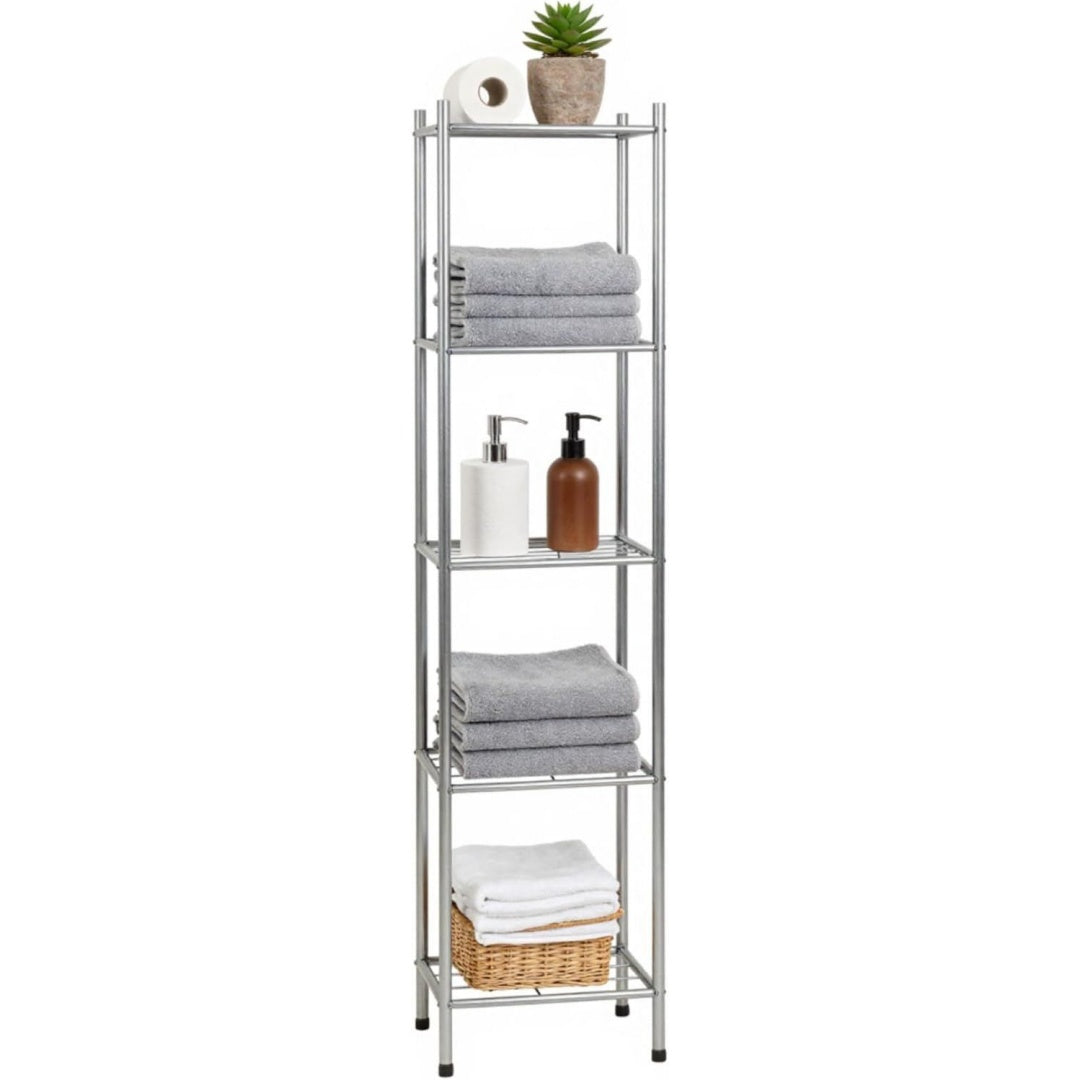 Soluzione funzionale mensole bagno argento