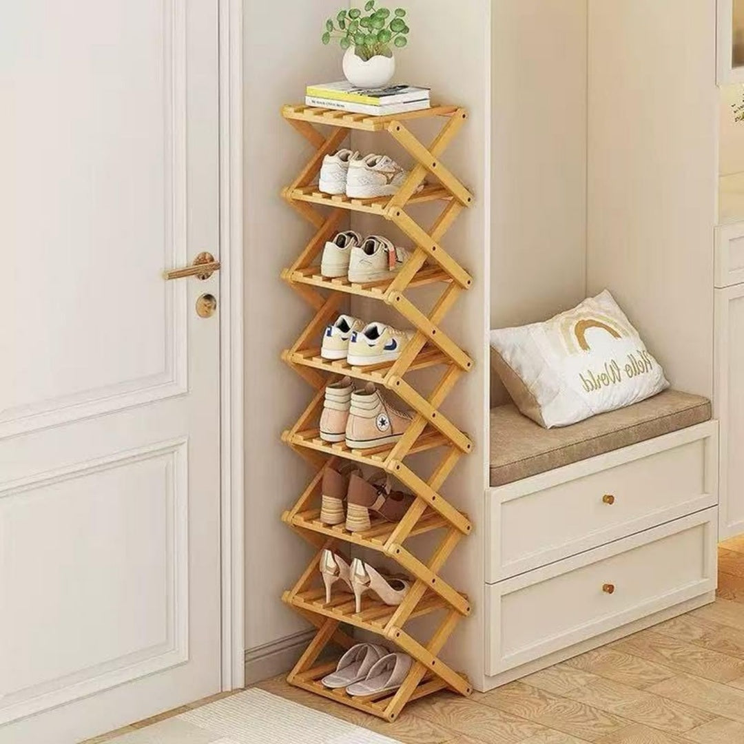 Profilo moderno scaffali pieghevoli per scarpe pieghevole beige