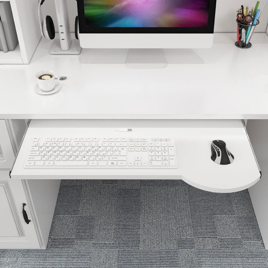 Design versatile piattaforme e cassetti tastiera in legno bianco