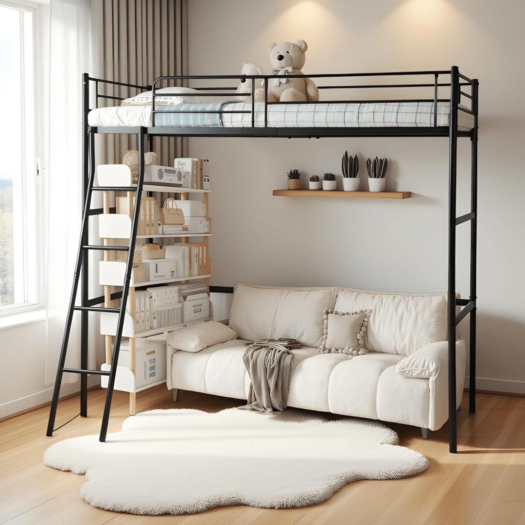 Arredo contemporaneo strutture letto in metallo salvaspazio nero